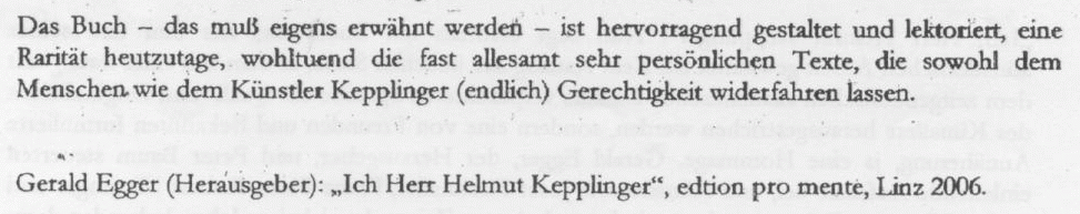Buchrezension zu Ich Herr Helmut Kepplinger, herausgegeben von Gerald Egger